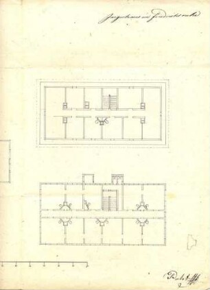 Friedrichsruhe, Jägerhaus. Vier Grundrisse. B. S: Pabst.