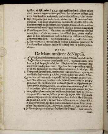 Cap. II. De Manumissione & Nuptiis.