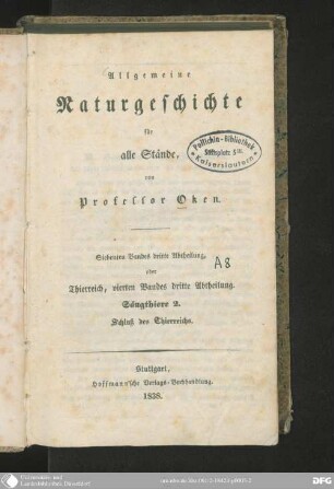 7,3 Thierreich, Bd. 4,3: Säugethiere : 2