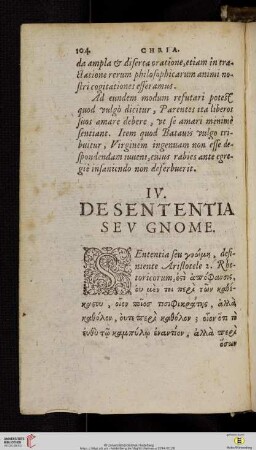 IV. De sententia sev gnome