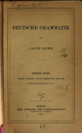 Deutsche Grammatik. 1