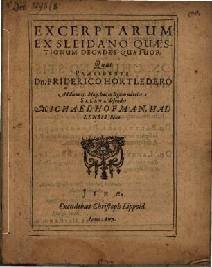 Excerptarum Ex Sleidano Quaestionum Decades Quatuor