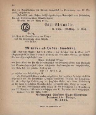42. Ministerial-Bekanntmachung, das Ausschreiben eines ordentlichen Beitrags zur Landes-Versicherungs-Anstalt betreffend