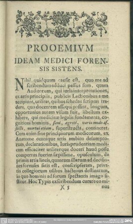 Prooemium Ideam Medici Forensis Sistens