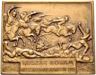 Einseitige Medaille mit Darstellung eines Husarenangriffs, 1915