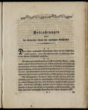 Betrachtungen über die Geburths-Theile des weiblichen Geschlechts.