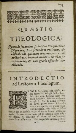 Introductio ad Lectorem Theologum.