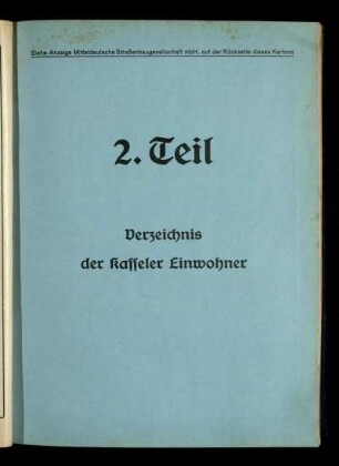 Verzeichnis der Kasseler Einwohner