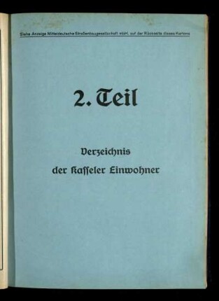 Verzeichnis der Kasseler Einwohner