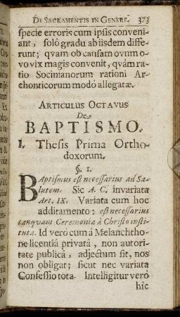 Articulus Octavus De Baptismo