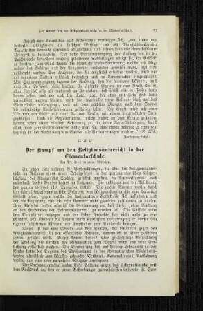 ¬Der¬ Kampf um den Religionsunterricht in der Elementarschule