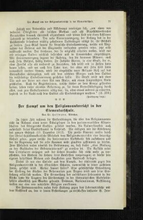 ¬Der¬ Kampf um den Religionsunterricht in der Elementarschule