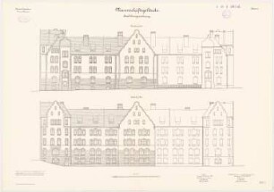 Pionierkaserne, Graudenz Mannschaftsunterkünfte (I und II): Aufriss Nordansicht und Südansicht 1:100