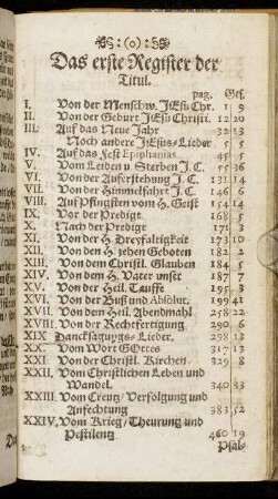 Das erste Register der Titul.