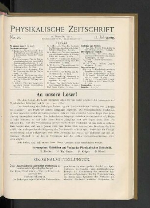 An unsere Leser!