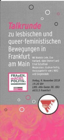 Talkrunde zu lesbischen und queer-feministischen Bewegungen : in Frankfurt am Main