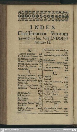 Index Clarissimorum Virorum quorum in hac Vita Ludolfi mentio fit