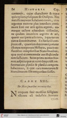 Caput XIII: De Numismatibus recentioribus