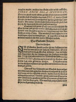 Der Siebende Artickel.