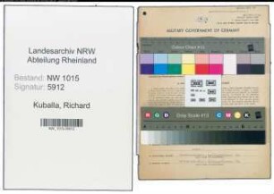 Entnazifizierung Richard Kuballa , geb. 20.06.1891 (Baecker)