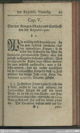 Cap. V. Von der Krieges-Macht und Einkünfften der Republicque