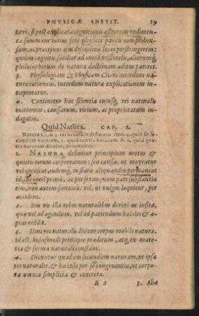 Quid Natura. Cap. I.
