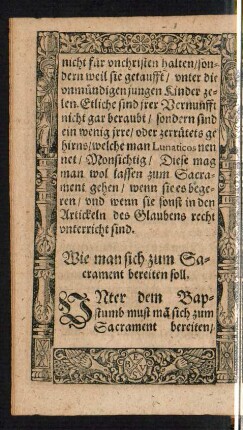 Wie man sich zum Sacrament bereiten soll.