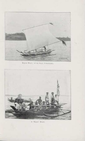 Bajao boat, with sail unrolled. A Bajao boat