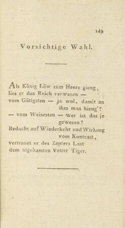 Vorsichtige Wahl.