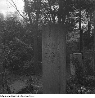 Grabstein für Theodor Zschau : Dresden. Friedhof (vielleicht auf dem Weißen Hirsch). Grabstein für Theodor Zschau (wohl 1941)