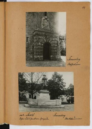 Wasserturm, Strausberg. Marktbrunnen, Strausberg: Ansichten (aus: Skizzen- und Fotoalbum 29)