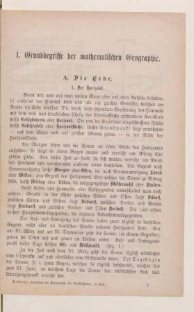 I. Grundbegriffe der mathematischen Geographie