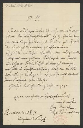 Brief an B. Schott's Söhne : 03.11.1898