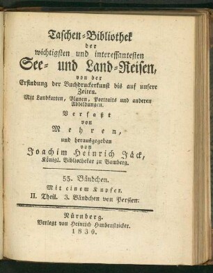 2. Th., 3. Bdchn: Taschenbibliothek der wichtigsten und interessantesten Reisen durch Persien