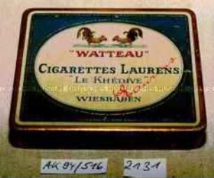 Blechdose für 20 Stück "'WATTEAU' CIGARETTES LAURENS 'LE KHEDIVE' WIESBADEN"