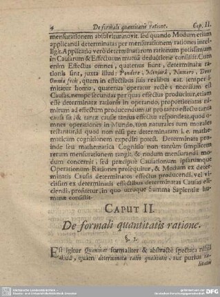 CAPUT II. De formali quantitatis ratione.