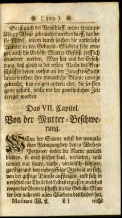 Das VII. Capitel. Von der Mutter-Beschwerung.
