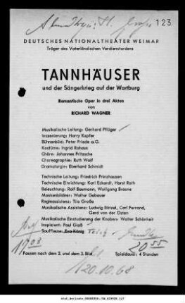 Tannhäuser und der Sängerkrieg auf der Wartburg