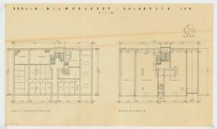 Wohnhaus Uhlandstraße 158, Berlin-Wilmersdorf: Grundrisse Kellergeschoss und Erdgeschoss 1:100