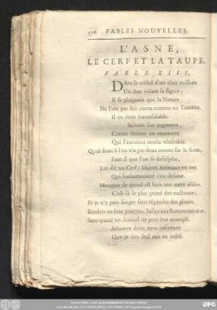 L'Asne, Le Cerf Et La Taupe. Fable XIII.