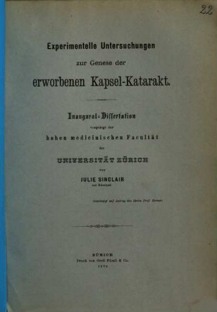 Experimentelle Untersuchungen zur Genese der erworbenen Kapsel-Katarakt