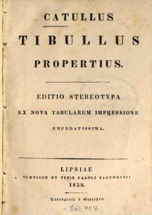 Catullus, Tibullus, Propertius