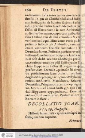 Decollatio Joannis, 29. Augusti.