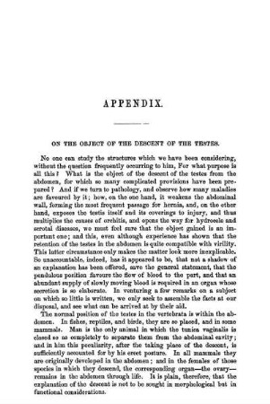 Appendix. On The Object Of The Descent Of The Testes.