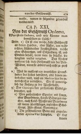 Cap. XXI. Von der Geschwulst Oedema.