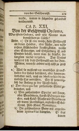 Cap. XXI. Von der Geschwulst Oedema.