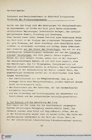 8: Tätigkeit und Designbewußtsein im Blickfeld integrativer Tendenzen der Produktionsprozesse