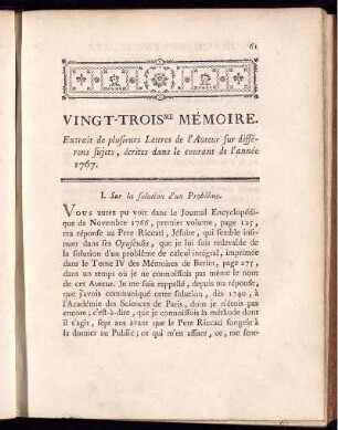 Vingt-trois me Mémoire.