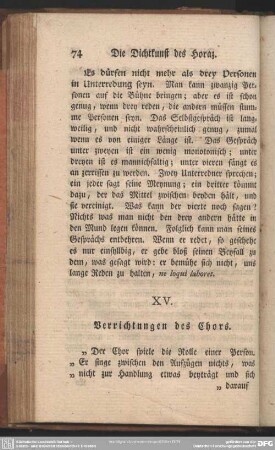 XV. Verrichtungen des Chors