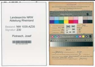 Entnazifizierung Josef Piotrasch , geb. 10.02.1895 (Maurer)